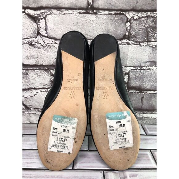 Vera Wang Black Leather Crystal Embellished Ballet Flats Shoes Women sz 5M US/35 - Picture 13 of 16